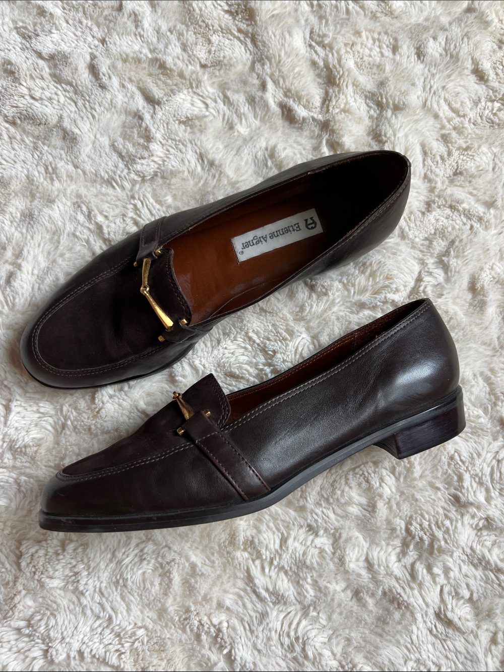 Etienne Aigner Vintage ENYA women’s Dark Brown Leather Bit Loafers 8W